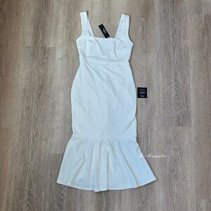 Lulus Moment Maker White Square Neck Midi Dress Small New With Tags Small Stain